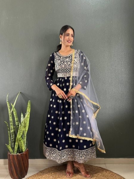 Delicately Crafted Fox Georgette Anarkali Gown with Dupatta Perfect for Festive Occasions Kurtis