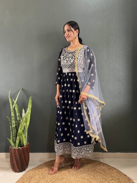 Delicately Crafted Fox Georgette Anarkali Gown with Dupatta Perfect for Festive Occasions Anarkali Kurtis 