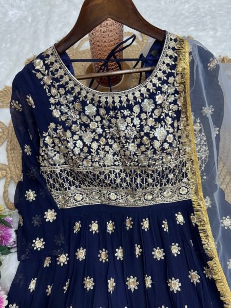 Delicately Crafted Fox Georgette Anarkali Gown with Dupatta Perfect for Festive Occasions Anarkali Kurtis 