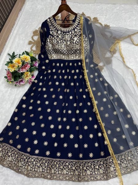 Delicately Crafted Fox Georgette Anarkali Gown with Dupatta Perfect for Festive Occasions Anarkali Kurtis 