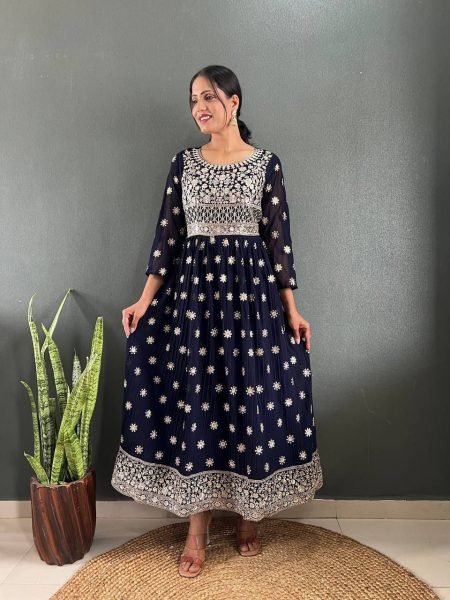 Delicately Crafted Fox Georgette Anarkali Gown with Dupatta Perfect for Festive Occasions Anarkali Kurtis 