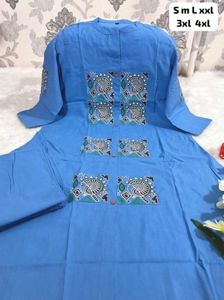 Delightful Sky Blue 60  60 Cotton Co Ord Set for Women with Long Top and Matching Bottom Ready to Wear CO ORD Sets