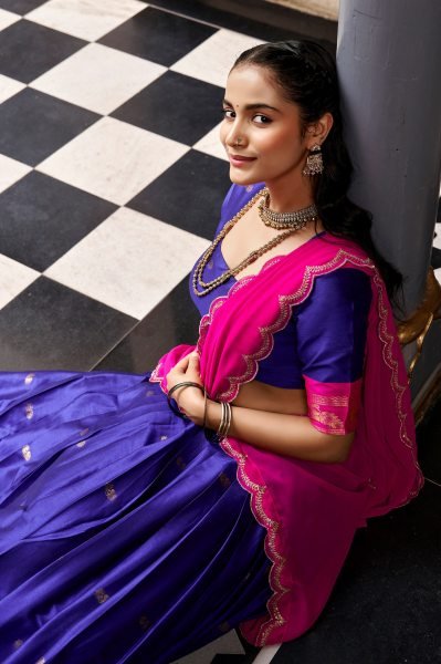 Delightful Blue Festive Wear Cotton Silk Lehenga with Zari Weaving Border at Manufacturer  Half Saree Lehenga