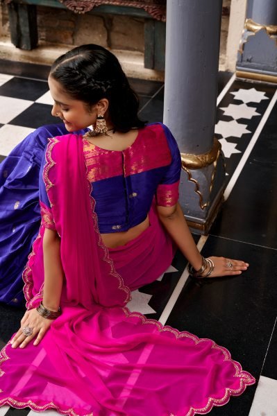 Delightful Blue Festive Wear Cotton Silk Lehenga with Zari Weaving Border at Manufacturer  Half Saree Lehenga