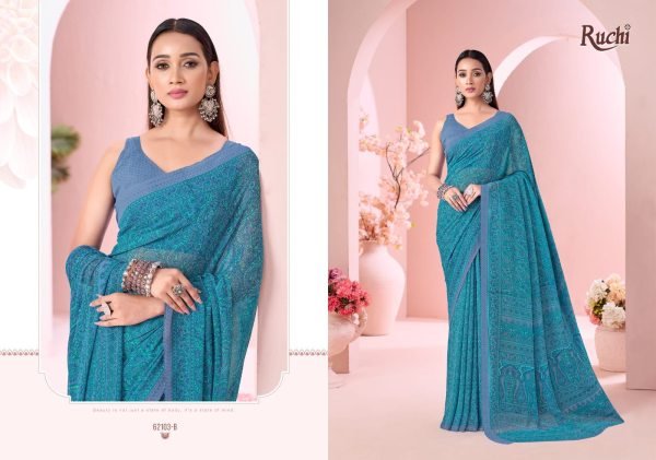 Delightful Blue Wholesale Printed Georgette Saree at Manufacturer Price Georgette Sarees Wholesale