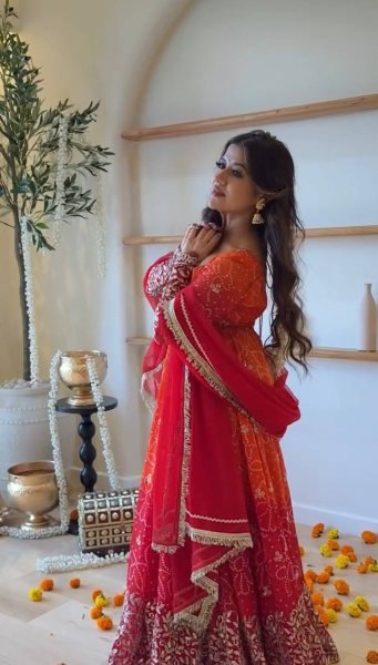 Delightful Orange Ready to Wear Faux Georgette Kurti Pant Dupatta Set for Women Ready To Wear Collection