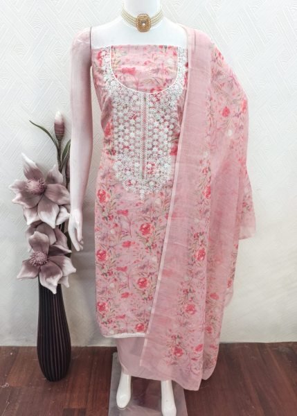 Delightful Peach Designer Mal Cotton Digital Print Suit Set with Kodding Work Color Set Matching Dress Material Wholesale
