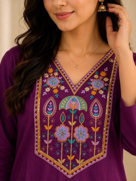 Delightful Ready to Wear Cotton Kurti with elegant embroidery work for Women Cotton Kurtis Wholesale