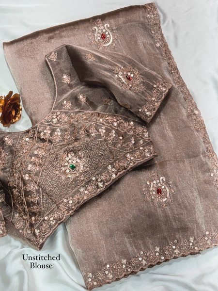 Delightful Rose Gold Jamtara Silk Saree with Matching Embroidered Blouse for Wholesale Rate Silk Sarees Wholesale