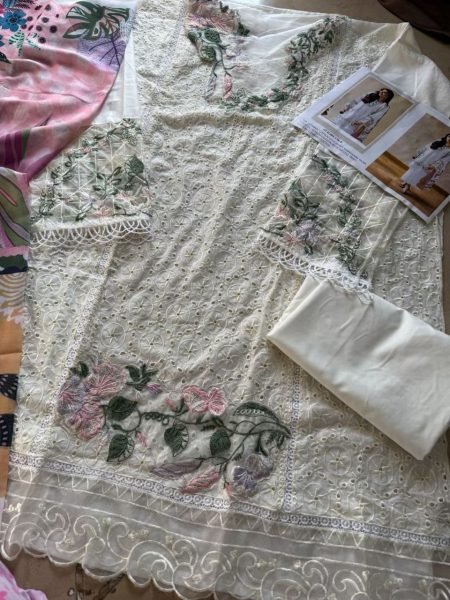 Design No.176 E Cotton Embroidered Suit Set with Maslin Digital Print Dupatta from Johra Catalog  Cotton Salwar Kameez Wholesale