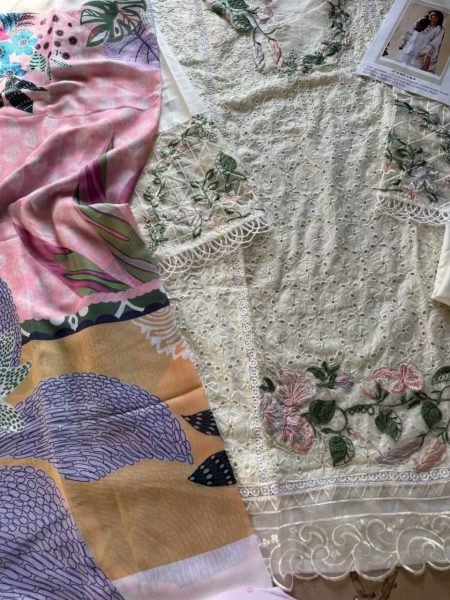 Design No.176 E Cotton Embroidered Suit Set with Maslin Digital Print Dupatta from Johra Catalog  Cotton Salwar Kameez Wholesale