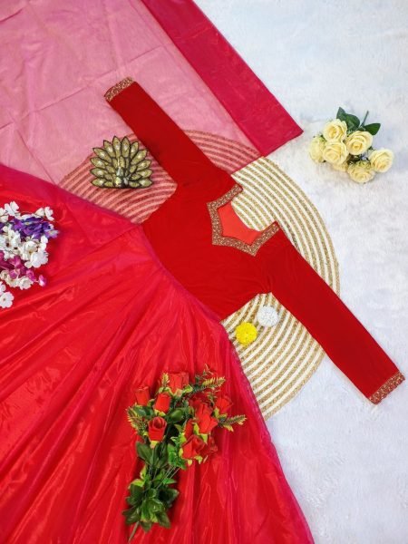 Designer 9000 Velvet Gown with Kardana Hand Work   Cut Work Dupatta Party   Wedding Wear Kurti With Dupatta Wholesale