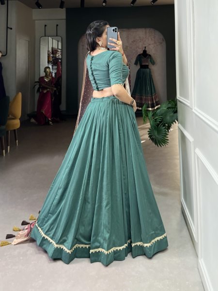 Designer Beautiful Chinon Sea Green Lace Work Event Wear Lehenga Choli With Dupatta Designer Lehenga Choli