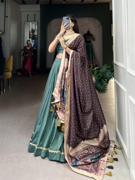 Designer Beautiful Chinon Sea Green Lace Work Event Wear Lehenga Choli With Dupatta Designer Lehenga Choli