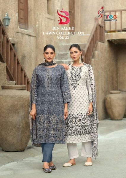 Designer Bin Saeed Lawn Vol 23 Original Pakistani Cotton Dress Material Pakistani Suits Wholesale