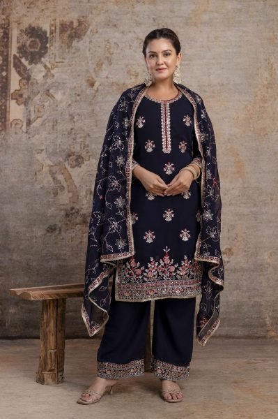 Designer Black Sharara Set with Chinon Dupatta for Wedding Wear Ready To Wear Collection