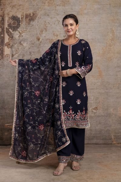 Designer Black Sharara Set with Chinon Dupatta for Wedding Wear Ready To Wear Collection