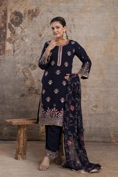 Designer Black Sharara Set with Chinon Dupatta for Wedding Wear Ready To Wear Collection