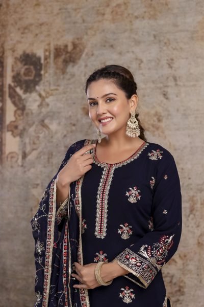 Designer Black Sharara Set with Chinon Dupatta for Wedding Wear Ready To Wear Collection