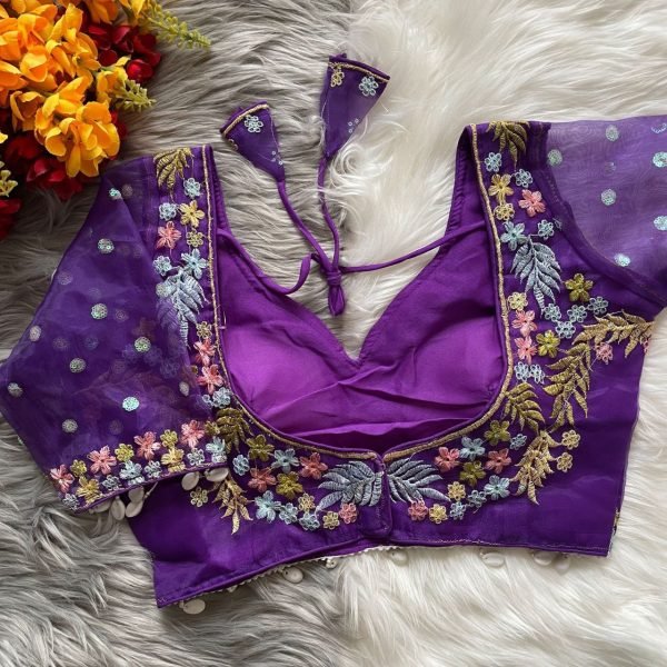 Designer Blouse in Silk with Net Embroidery & Latkan Detailing Wholesale Ready Collection  Blouse Collection