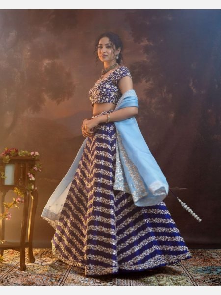 Designer Bollywood Style Chinon Silk  Lehenga With Beautiful Embroidery Work Designer Lehenga Choli