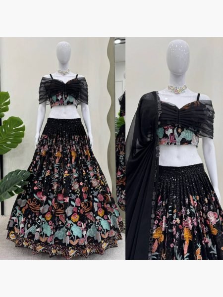 Designer Bollywood Style Foux Georgette Lehenga With Beautiful Sequence Work At Wholesale Rate Bollywood Lehenga Choli