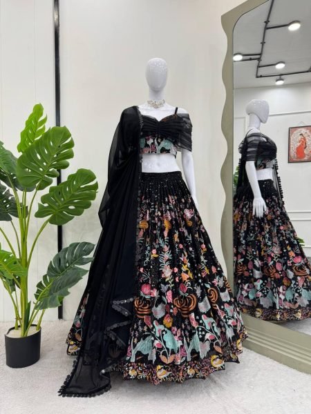 Designer Bollywood Style Foux Georgette Lehenga With Beautiful Sequence Work At Wholesale Rate Bollywood Lehenga Choli
