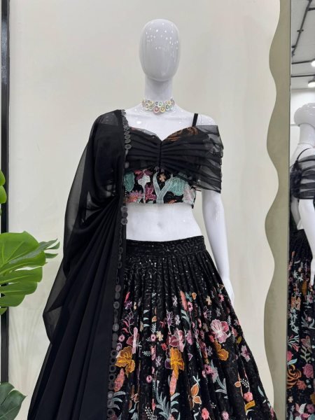 Designer Bollywood Style Foux Georgette Lehenga With Beautiful Sequence Work At Wholesale Rate Bollywood Lehenga Choli