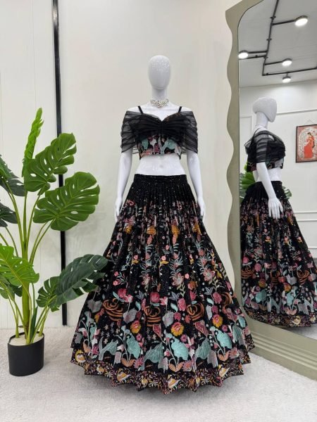 Designer Bollywood Style Foux Georgette Lehenga With Beautiful Sequence Work At Wholesale Rate Bollywood Lehenga Choli