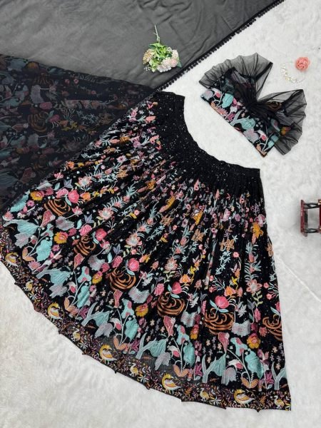 Designer Bollywood Style Foux Georgette Lehenga With Beautiful Sequence Work At Wholesale Rate Bollywood Lehenga Choli