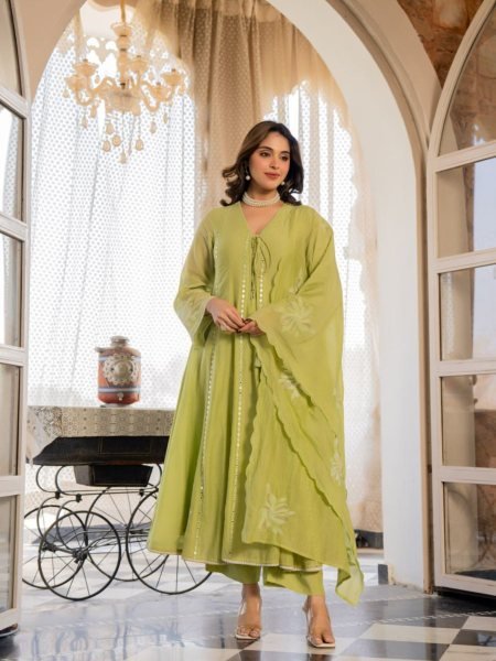 Designer Chanderi Kurti Set with Embroidery Work for Women office wear Kurtis