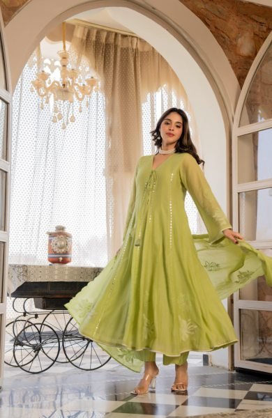 Designer Chanderi Kurti Set with Embroidery Work for Women office wear Embroidery Kurtis 