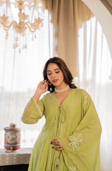 Designer Chanderi Kurti Set with Embroidery Work for Women office wear Embroidery Kurtis 