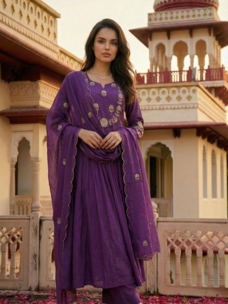 Designer Chanderi Silk Kurti Palazzo Set with Organza Dupatta  Surat Wholesale Collection 