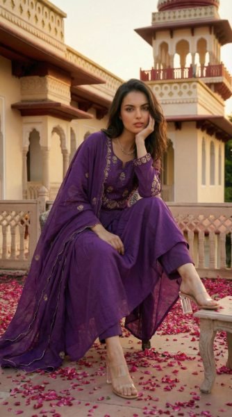 Designer Chanderi Silk Kurti Palazzo Set with Organza Dupatta  Surat Wholesale Collection 3 Piece Kurti Set