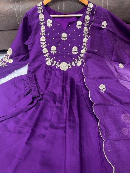 Designer Chanderi Silk Kurti Palazzo Set with Organza Dupatta  Surat Wholesale Collection 3 Piece Kurti Set