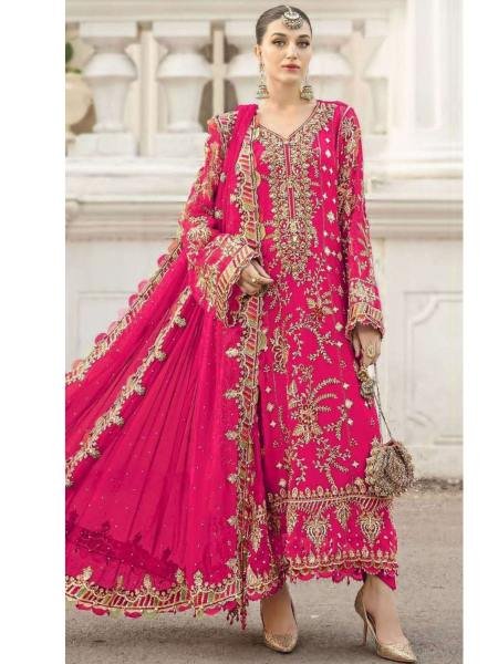 Pink Partywear pakistani chiffon suit wholesaler 2026 Salwar Kameez