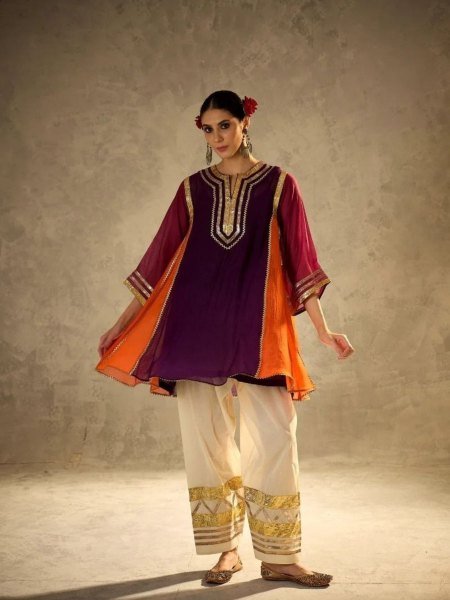 designer co ord kurti set trendy Chanderi outfits for  summer season 