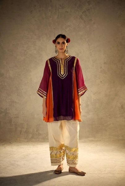 designer co ord kurti set trendy Chanderi outfits for  summer season CO ORD Sets