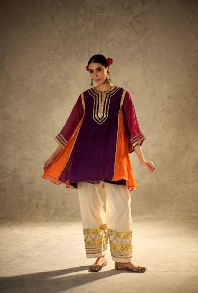 designer co ord kurti set trendy Chanderi outfits for  summer season CO ORD Sets