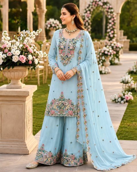 Designer Coding Embroidery Sharara Set for Women Ready To Wear Collection
