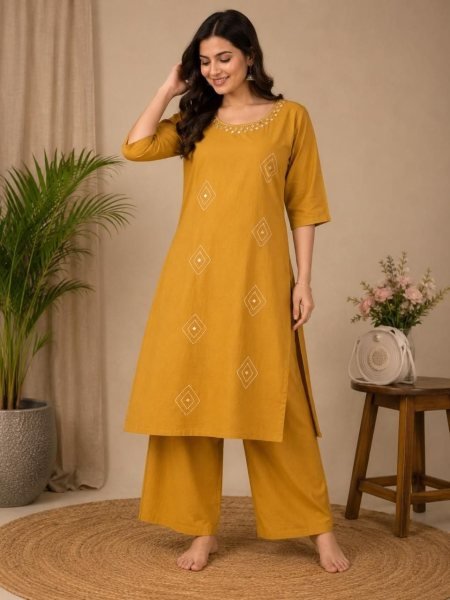 Designer Cotton Kurta Pant Set for Daily Wear Cotton Kurtis Wholesale