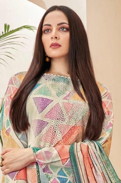 Designer Cotton Linen Suit With Digital Print  3 Piece Kurti Set
