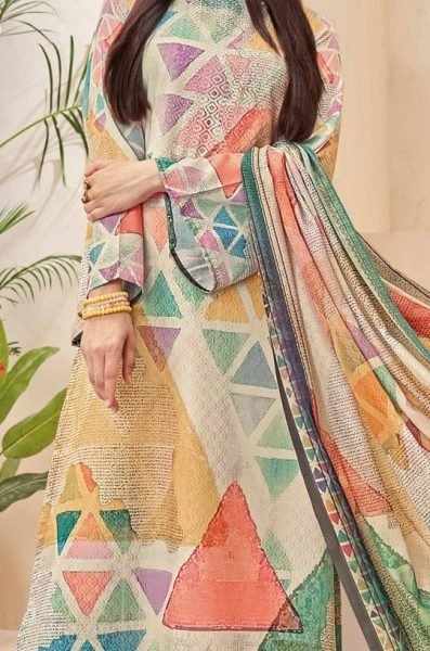 Designer Cotton Linen Suit With Digital Print  3 Piece Kurti Set