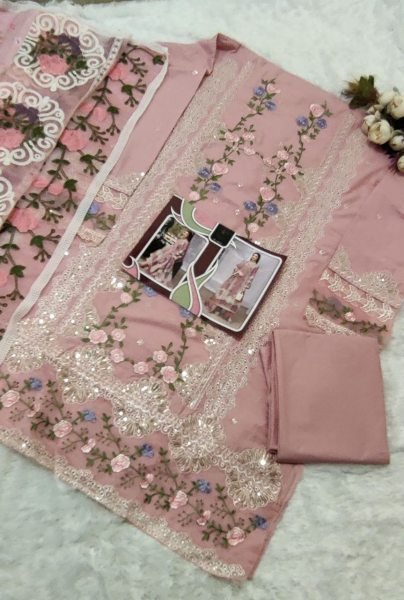 Designer Cotton Suit With Organza Dupatta Manufacturer Rate Pakistani Suits Wholesale