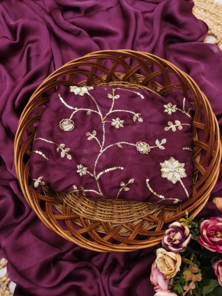 Designer Crepe Silk Saree with Zari Maggam Work Party Ready Look Sarees 