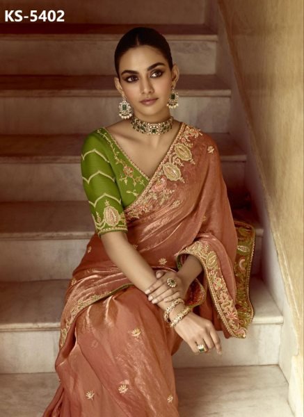 Festive Special Collection Designer Crush Silk Saree with Embellished Contrast Blouse Piece Designer Wedding Sarees Wholesale