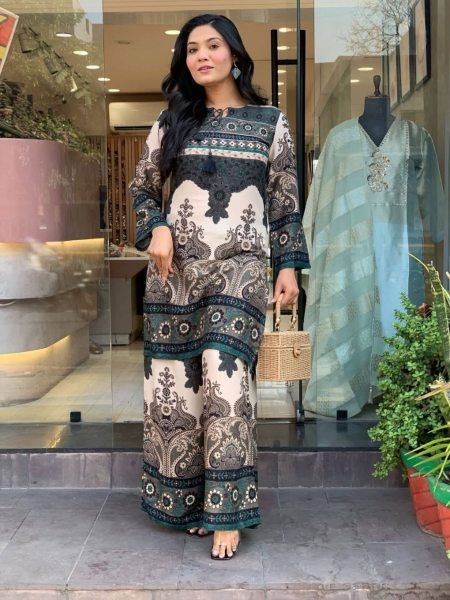  Designer Digital Print Rayon Cotton Co Ord Set with Ankle Length Pant Kurtis