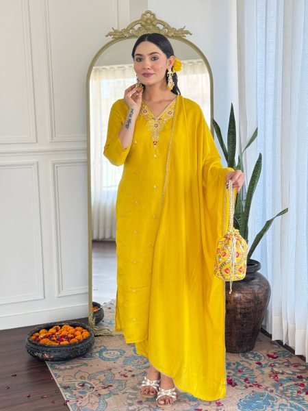 Designer Embellished Straight Kurta Set with Embroidered Dupatta Budget Friendly   Stylish 3 Piece Kurti Set