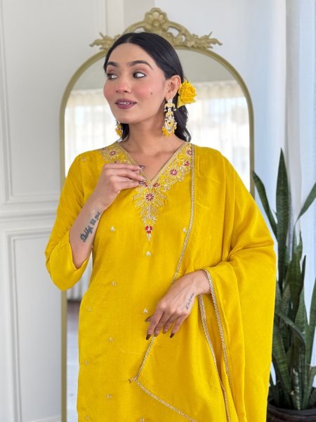 Designer Embellished Straight Kurta Set with Embroidered Dupatta Budget Friendly   Stylish 3 Piece Kurti Set